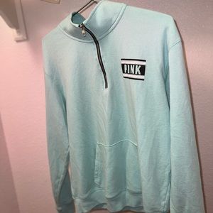 PINK Zip-up Turtleneck Mint Green Sweatshirt